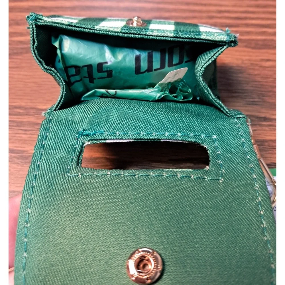 Kate Spade Dog Bag Holder, Green and White, snap close,‎ 4